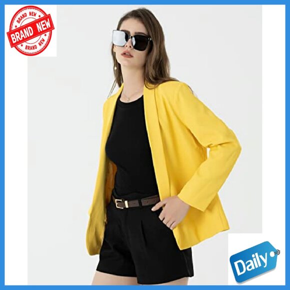 Women's Long Sleeve Casual Blazer Jacket No Button Recycled Material - Picture 3 of 8